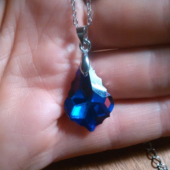 Magic Color Crystal Baroque Brass Pendant Stainless Steel Necklace - Picture 13 of 15